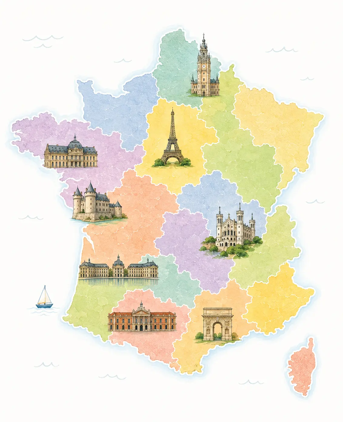 Carte de France avec les principales villes universitaires